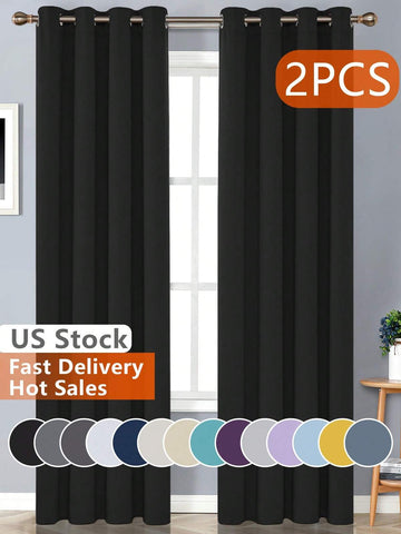 Estelar Textiler 2pcs/Set Blackout Curtains, Heat Insulation Sunshade Curtains Suitable For Living Room