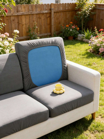 1pc Solid Color Elastic Sofa Seat Cushion Cover, Modern Minimalist Polyester High Elasticity Dust-Proof Sofa Slipcover, Suitable For All Seasons, Summer Casual Garden Patio Rattan Sofa Seat Pad Protector